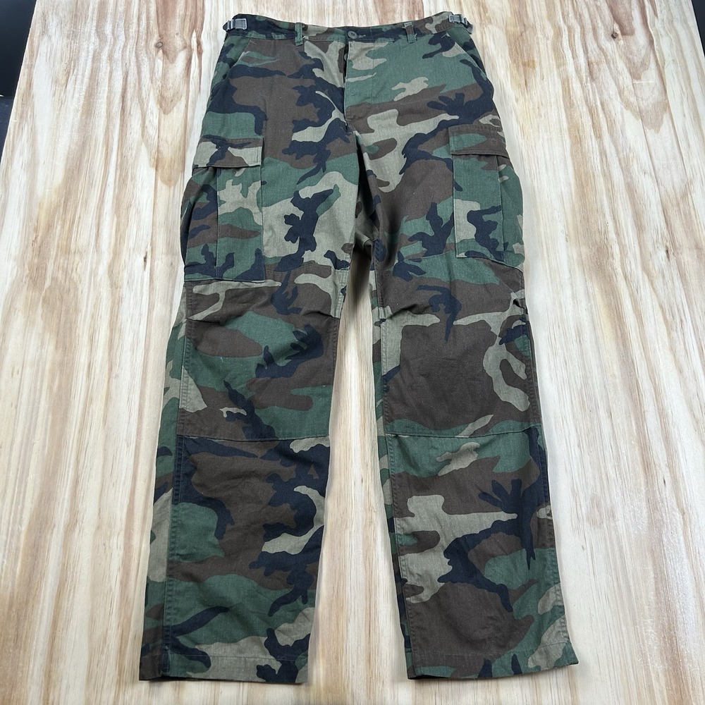 Vintage 80s US Army Camo Cargo Pants Medium Regular 34x32 Button Fly Military
